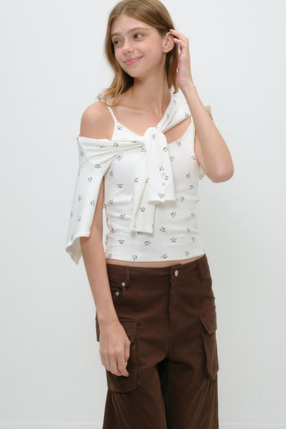 Whimsical Smile Tank & Cardigan Set