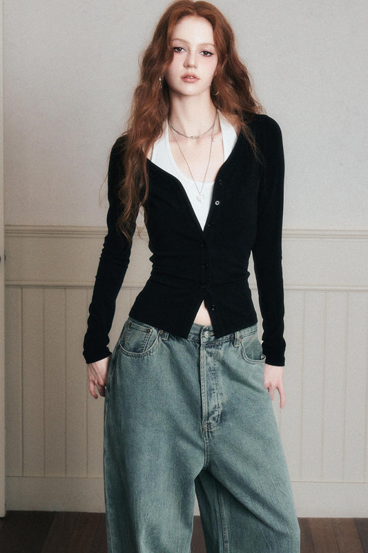 Layered Suspender Cardigan