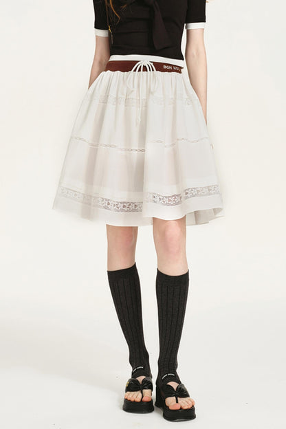 Lace-Panel Bustier Skirt