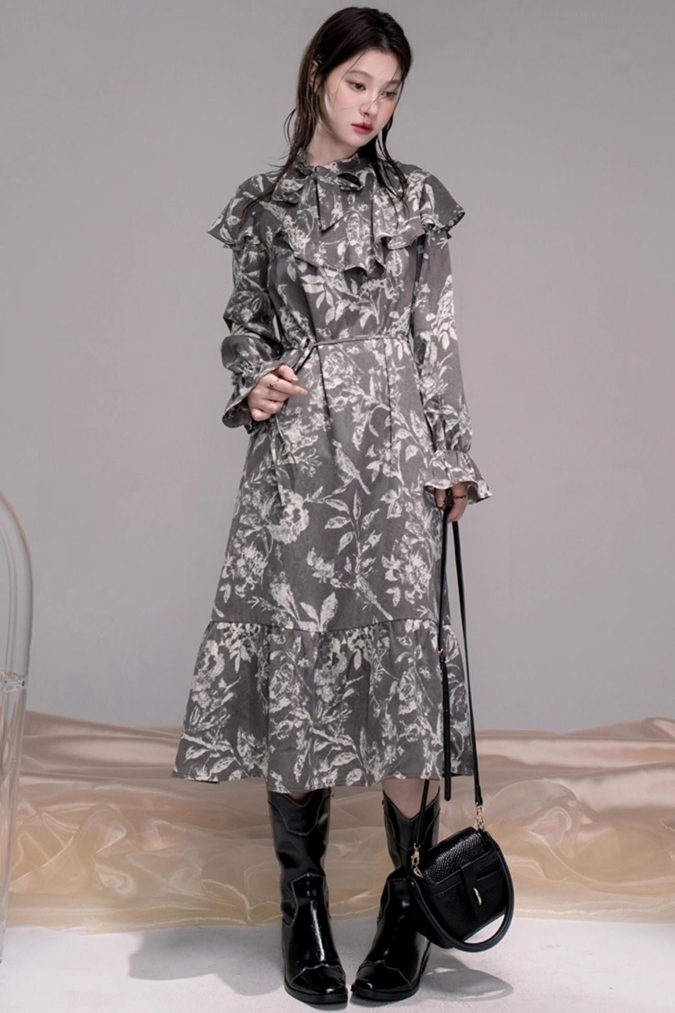 Smart Ink Shawl Collar Dress