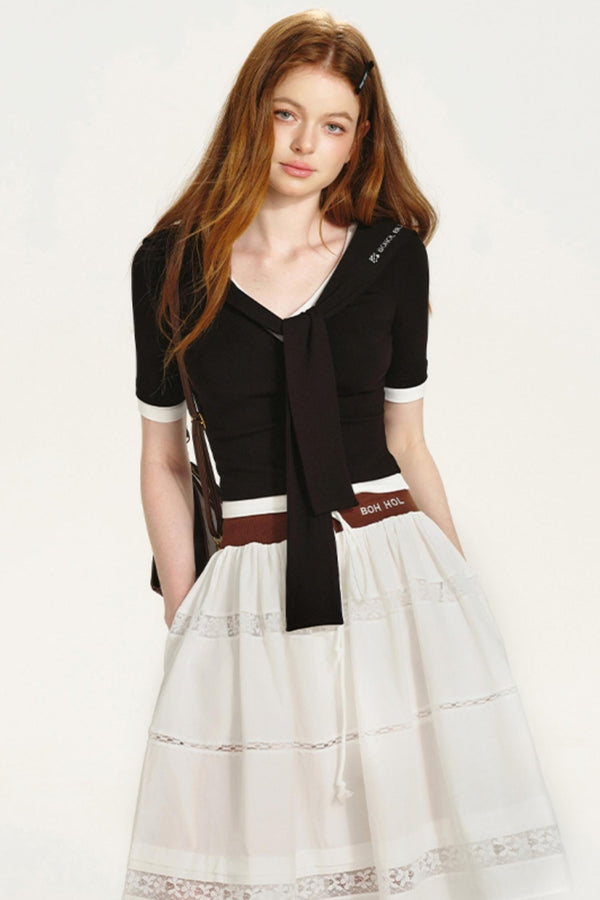 Embroidered Navy Knit Sweater