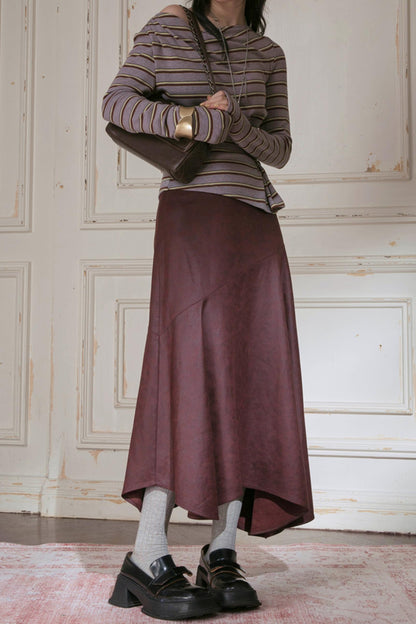 Burgundy Blended Brown Skirt