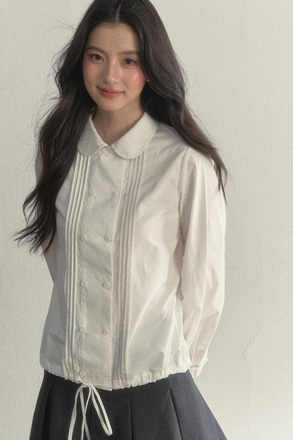 Vintage White Plaid Long Sleeve Inner Shirt