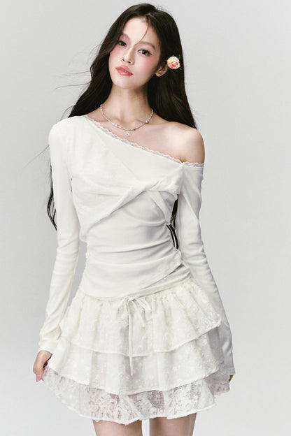White Trace Lace Shirt