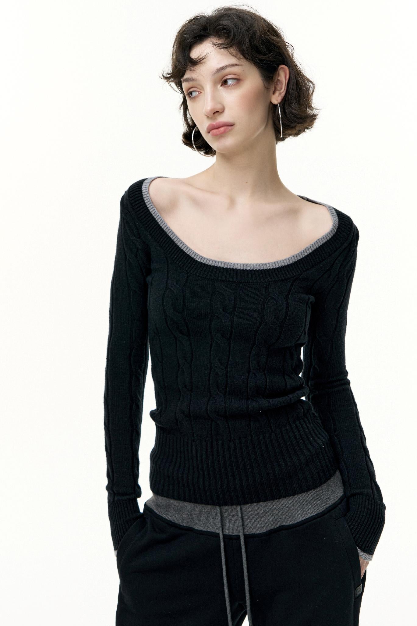 Crew Neck Tencel Wool Knit Sweater