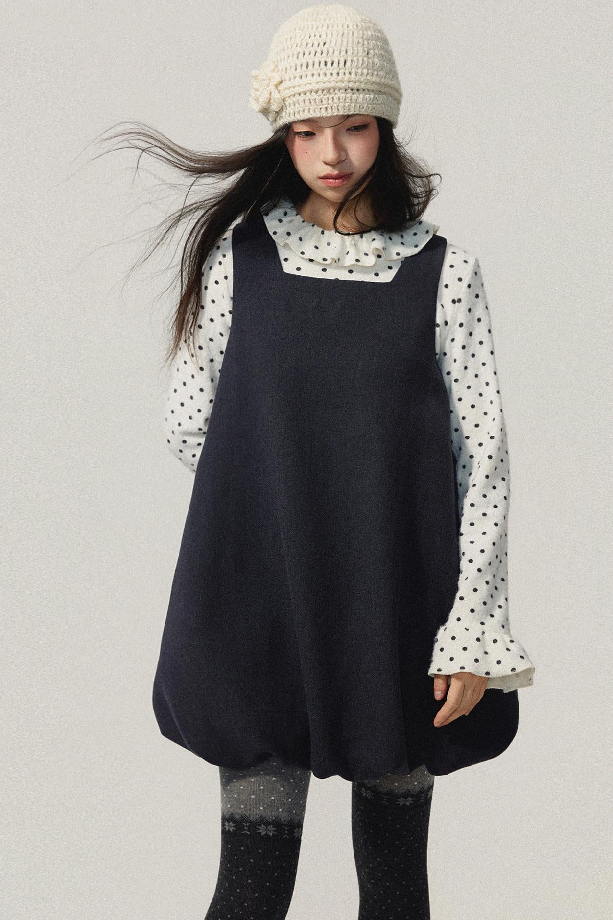 Grey Bubble Hem Sleeveless Dress