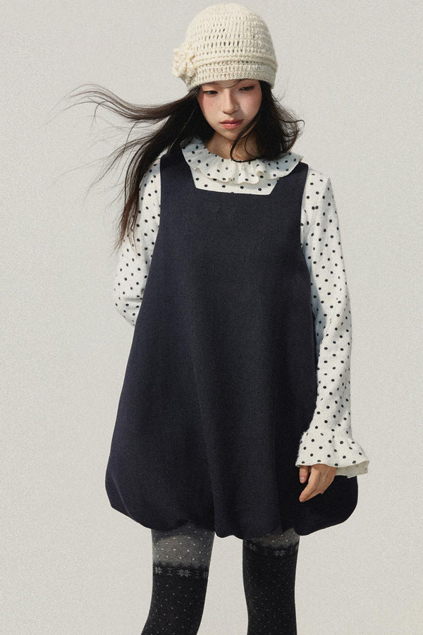 Grey Bubble Hem Sleeveless Dress