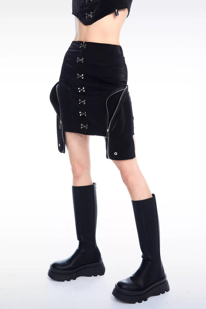 Rivet Metallic Work Skirt