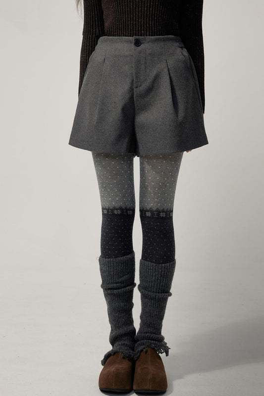 Gray Wool A-Line Suit Shorts