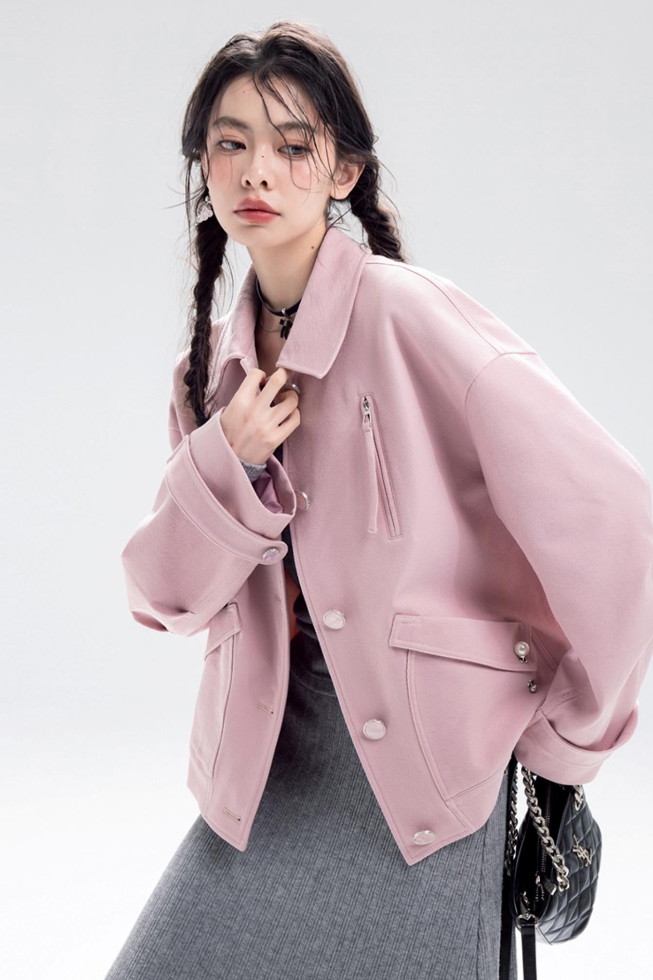 Elegant Rose Twill Jacket