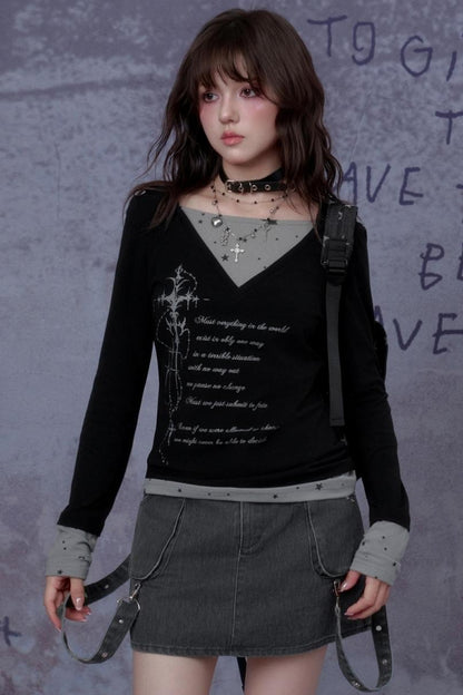 Gothic Hooded Black T-Shirt