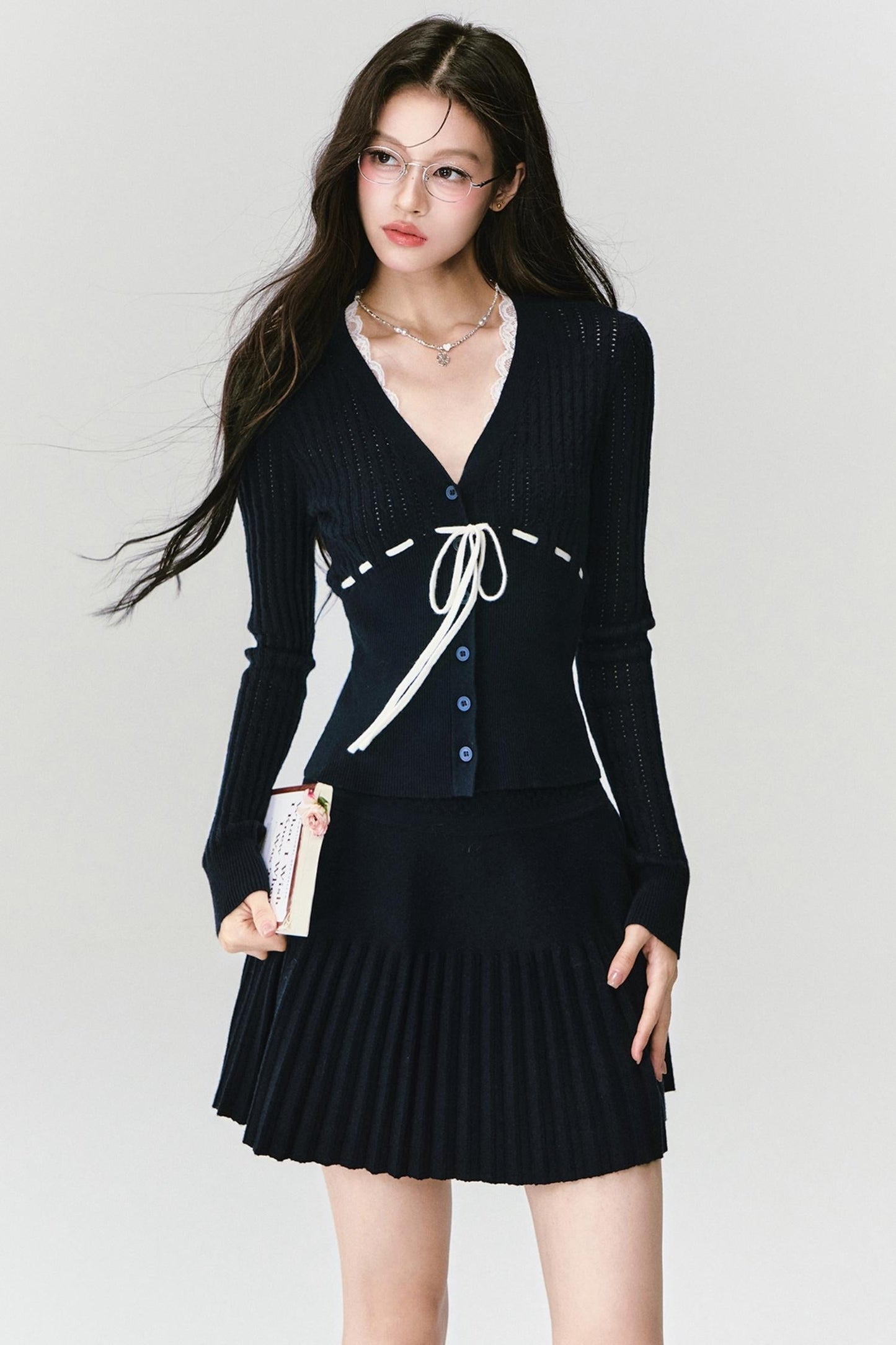 Pleated Knit Skirt & Top Set-Up