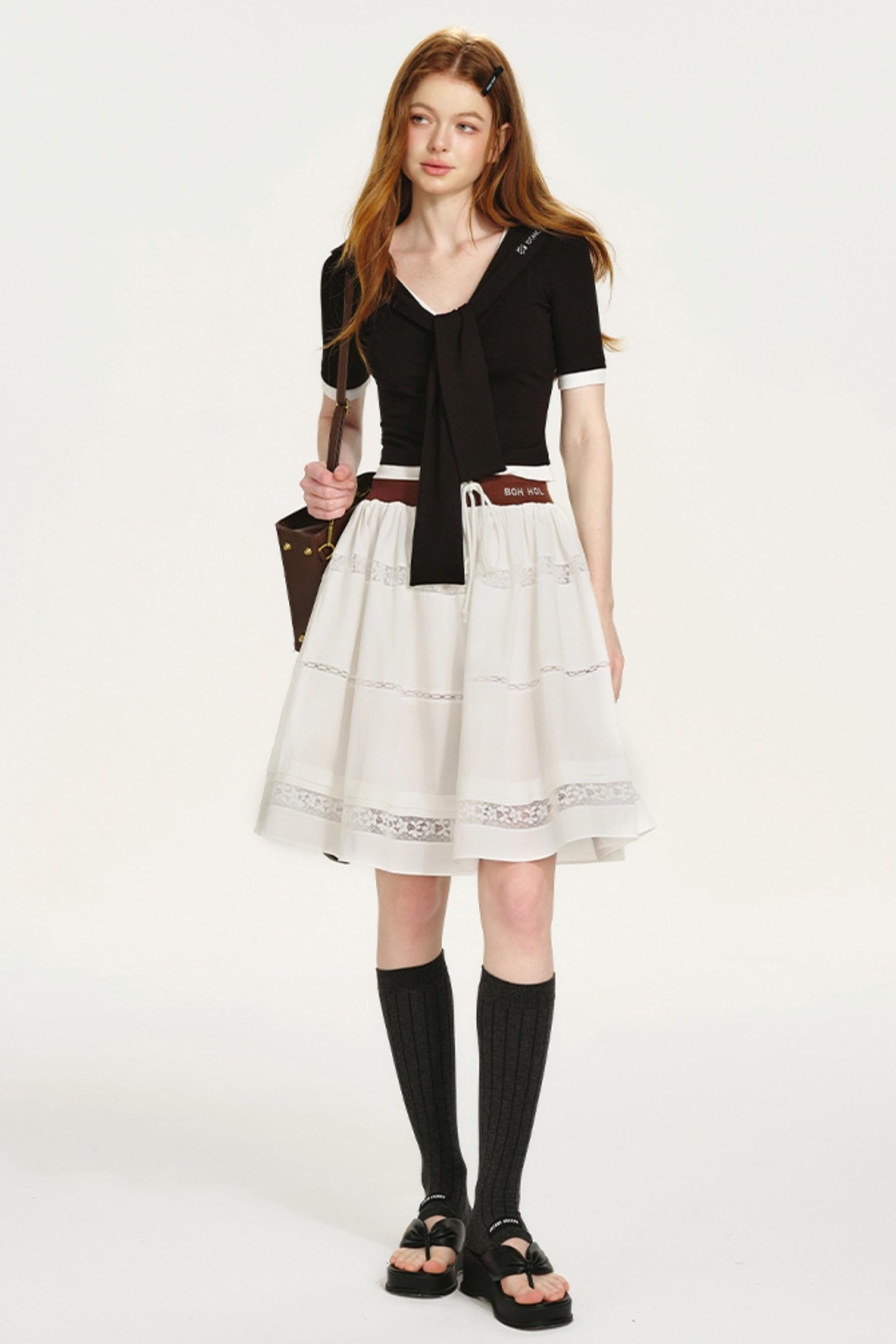 Embroidered Navy Knit Sweater