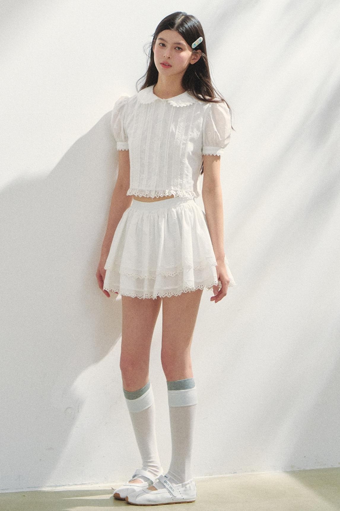 Minty Checks Skirt Shirt Set-Up