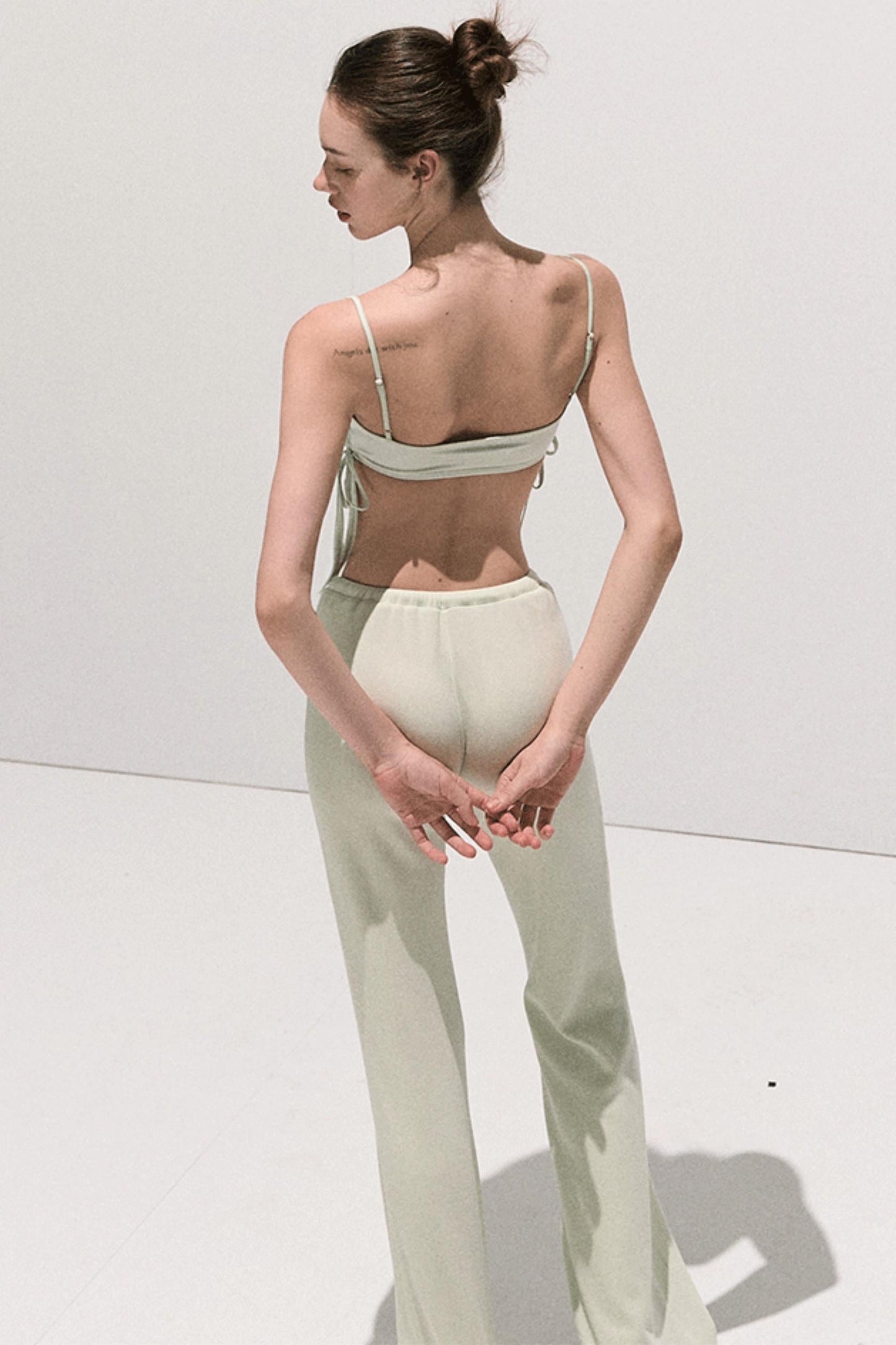 Basic Lace Paneled Stretch Suspender Satin Top