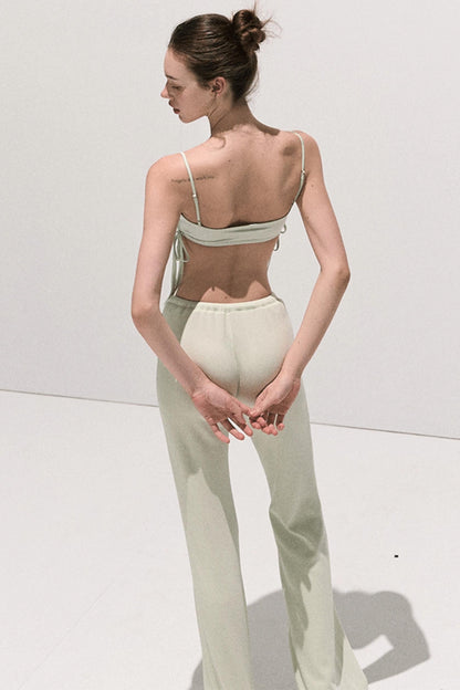 Basic Lace Paneled Stretch Suspender Satin Top