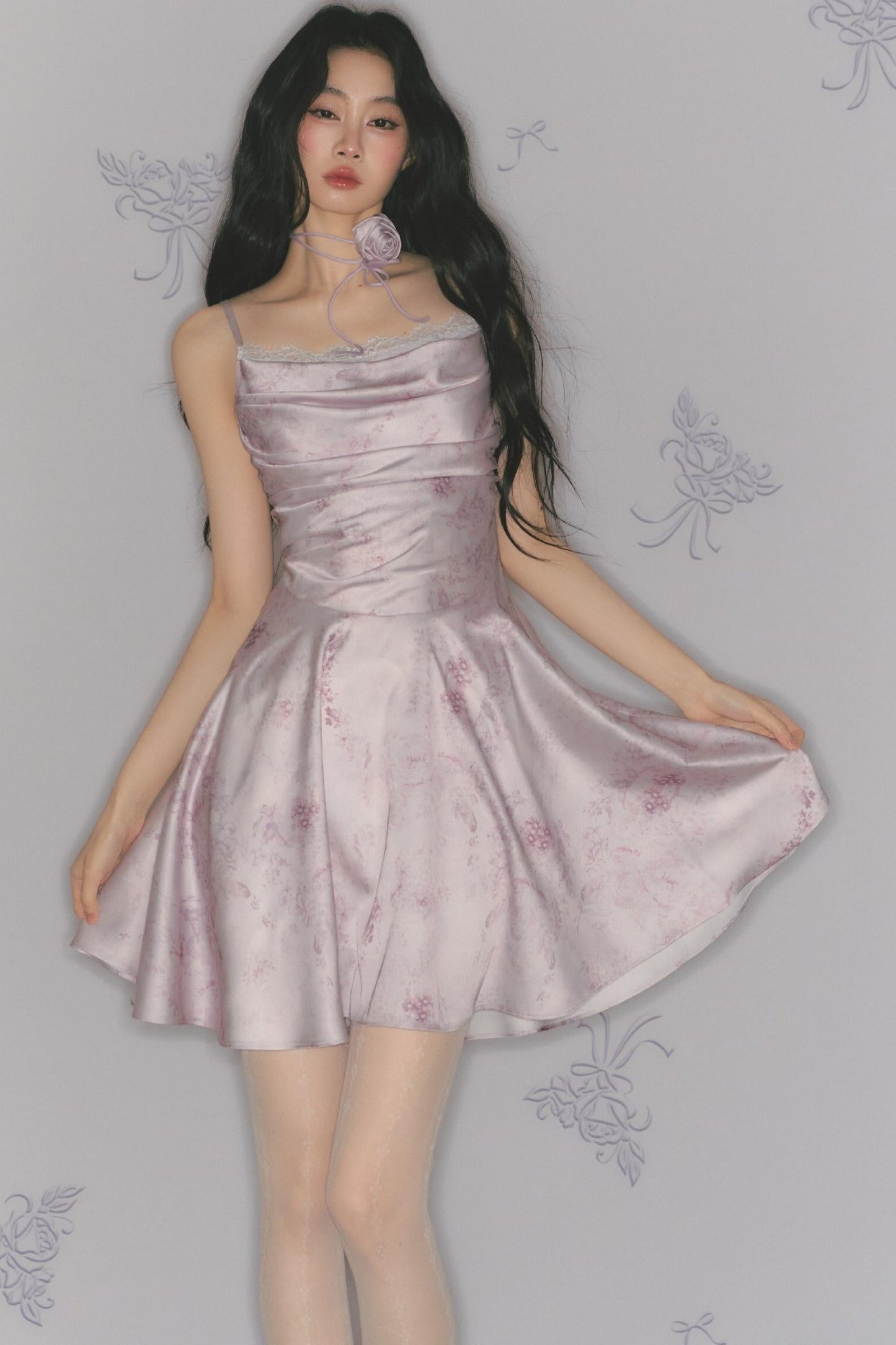 Elegant Purple Pleated Dress