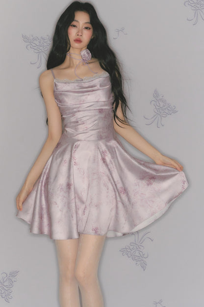 Elegant Purple Pleated Dress