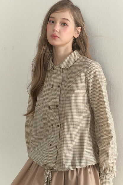 Vintage White Plaid Long Sleeve Inner Shirt