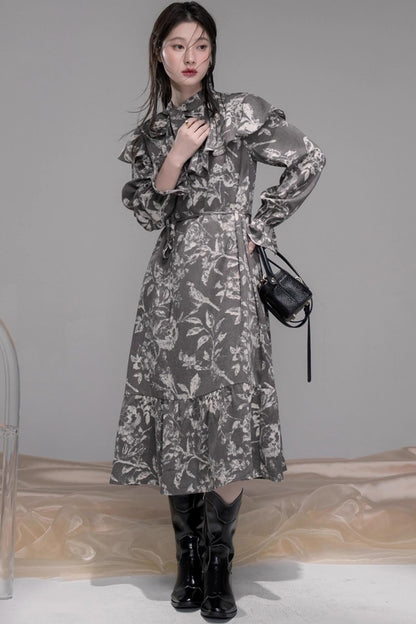 Smart Ink Shawl Collar Dress