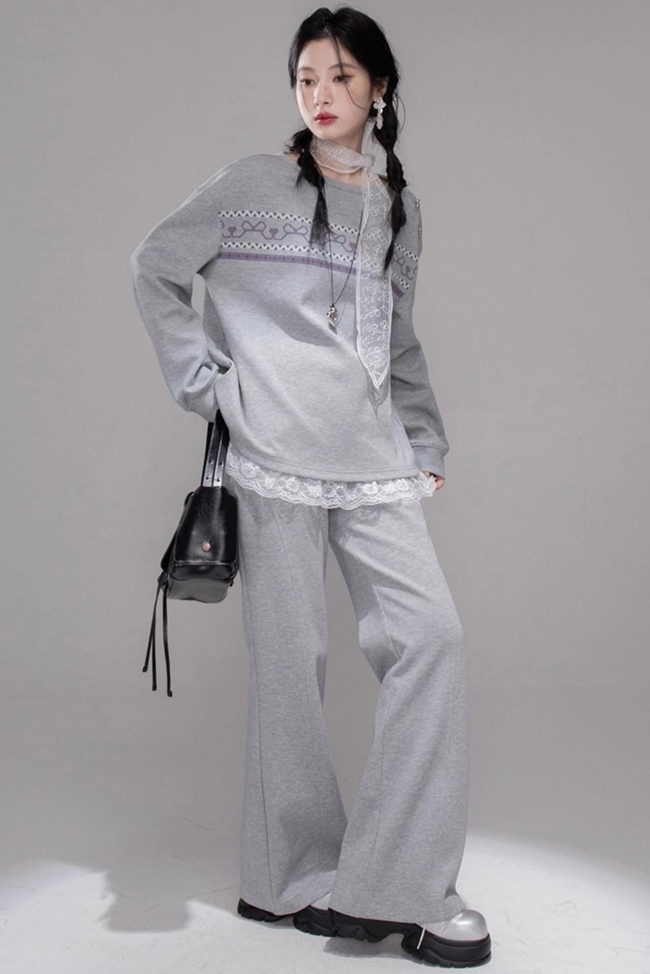 Purple Printed Top & Pants Set