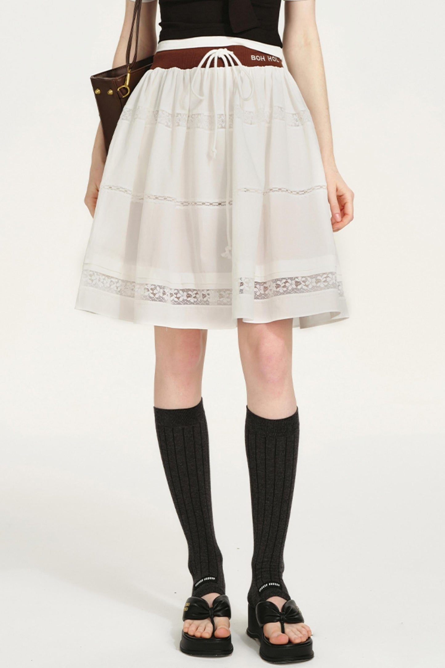 Lace-Panel Bustier Skirt