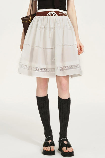 Lace-Panel Bustier Skirt