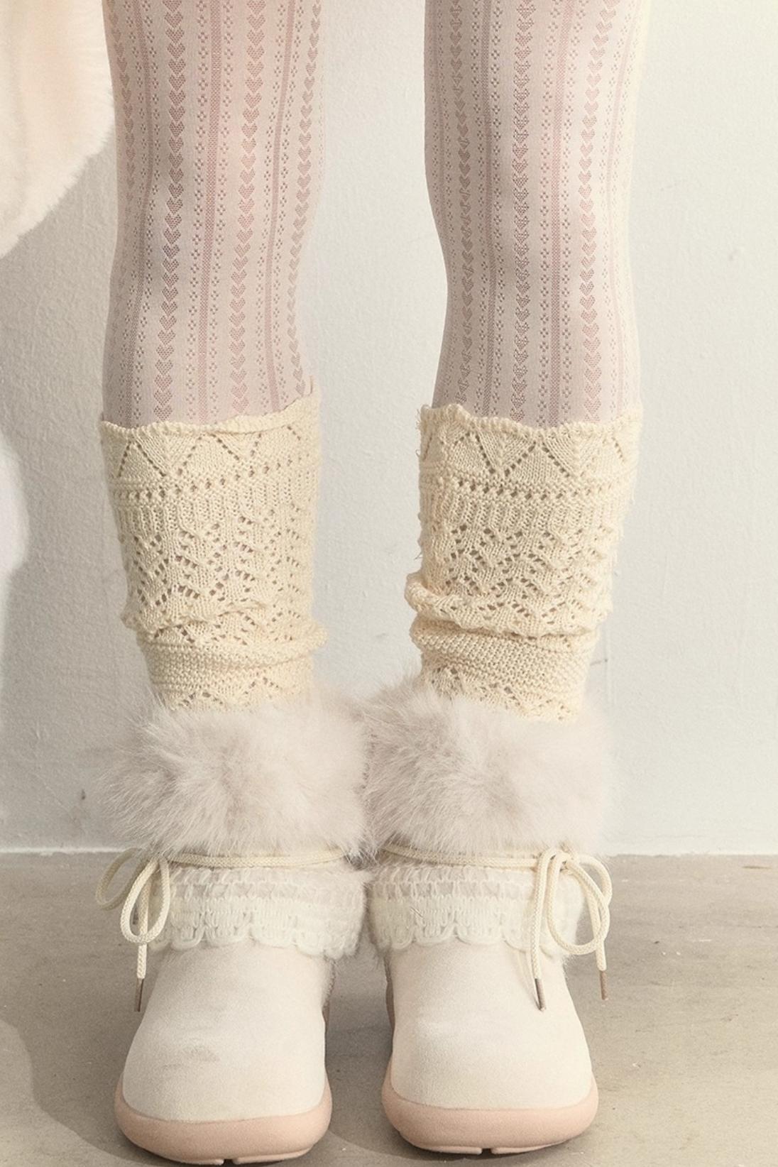 Wool Blend Crochet Layered Woolen Socks