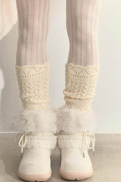 Wool Blend Crochet Layered Woolen Socks