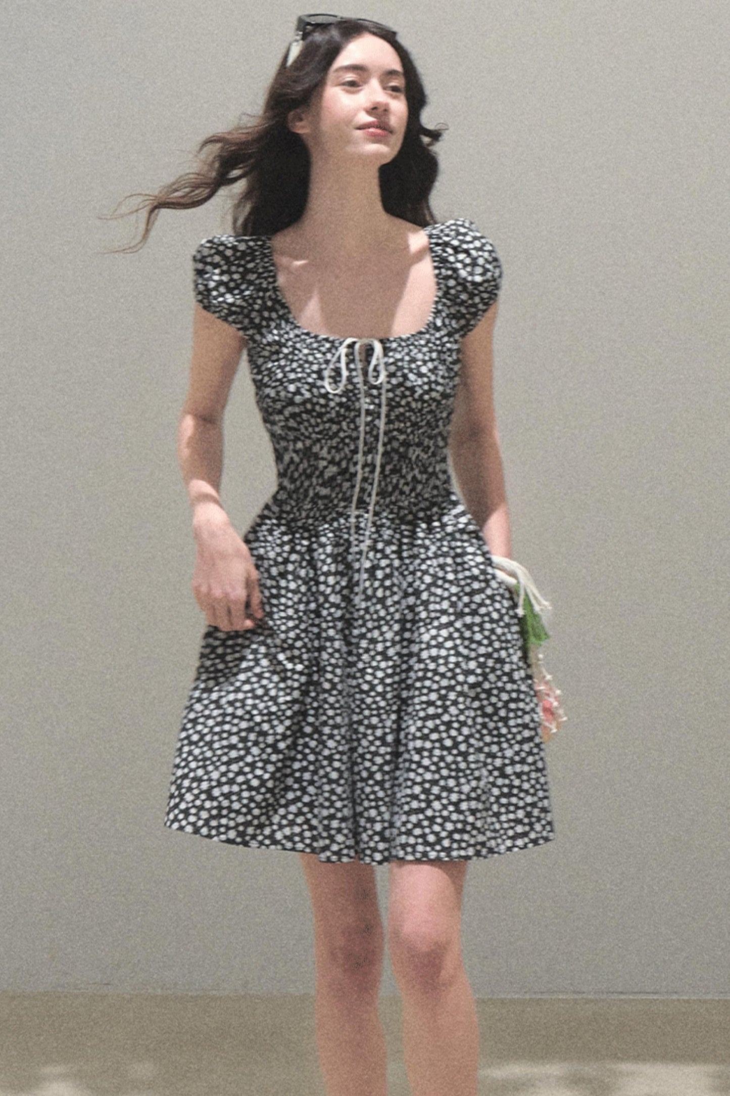 Drawstring Graffiti Dress