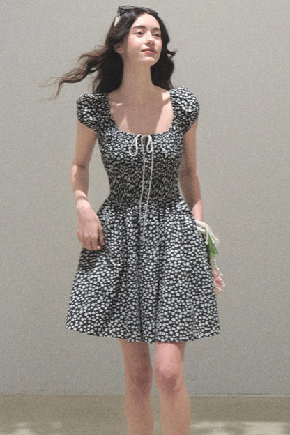 Drawstring Graffiti Dress