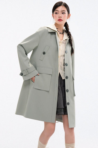 Elegant Lyocell Wool Long Coat