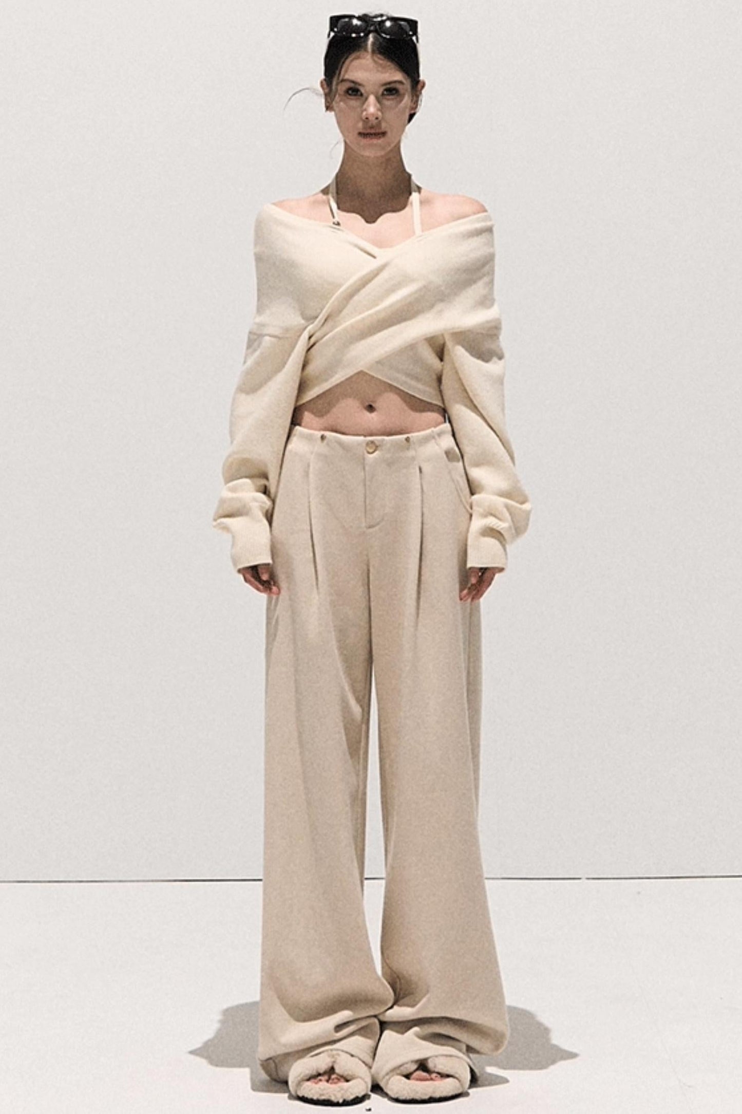 High-Waisted Wool Trousers