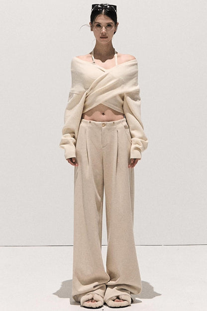 High-Waisted Wool Trousers