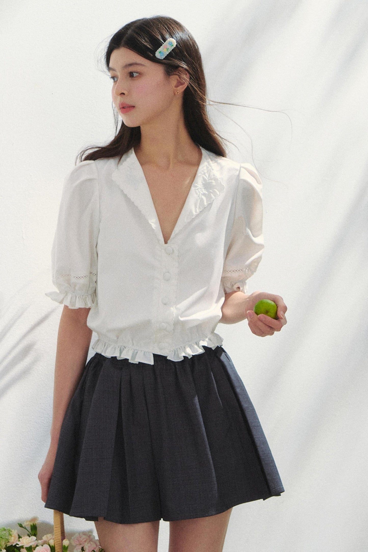 Vintage Embroidered V-Neck Shirt