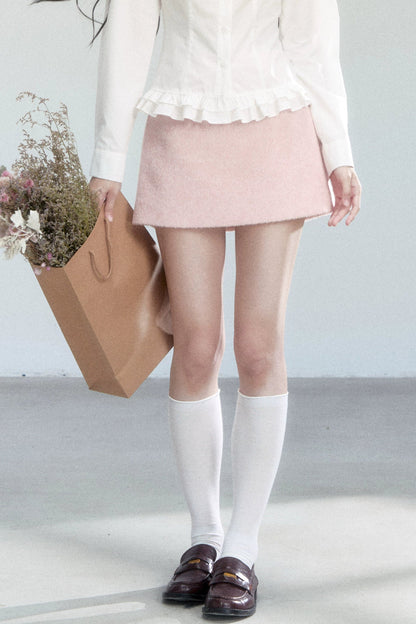 Pink Woolen A-Line Skirt