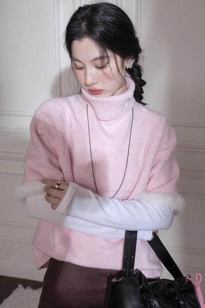 Velvet Bat Sleeve Knitted Sweater Set