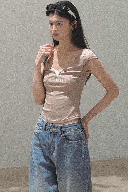 Lace Whisper V-Neck Tee