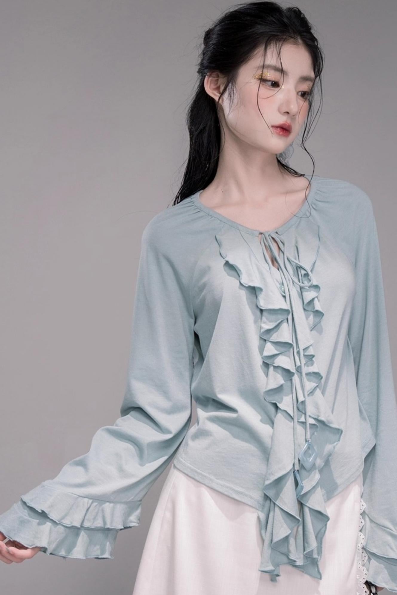 Dynamic Blue Wool Shirt