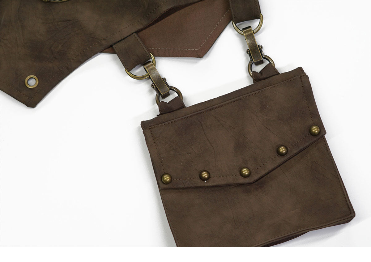 Leather Patchwork Fur Skirt  Belt