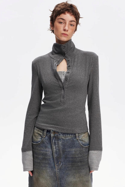 Henry Collar Knitted Top