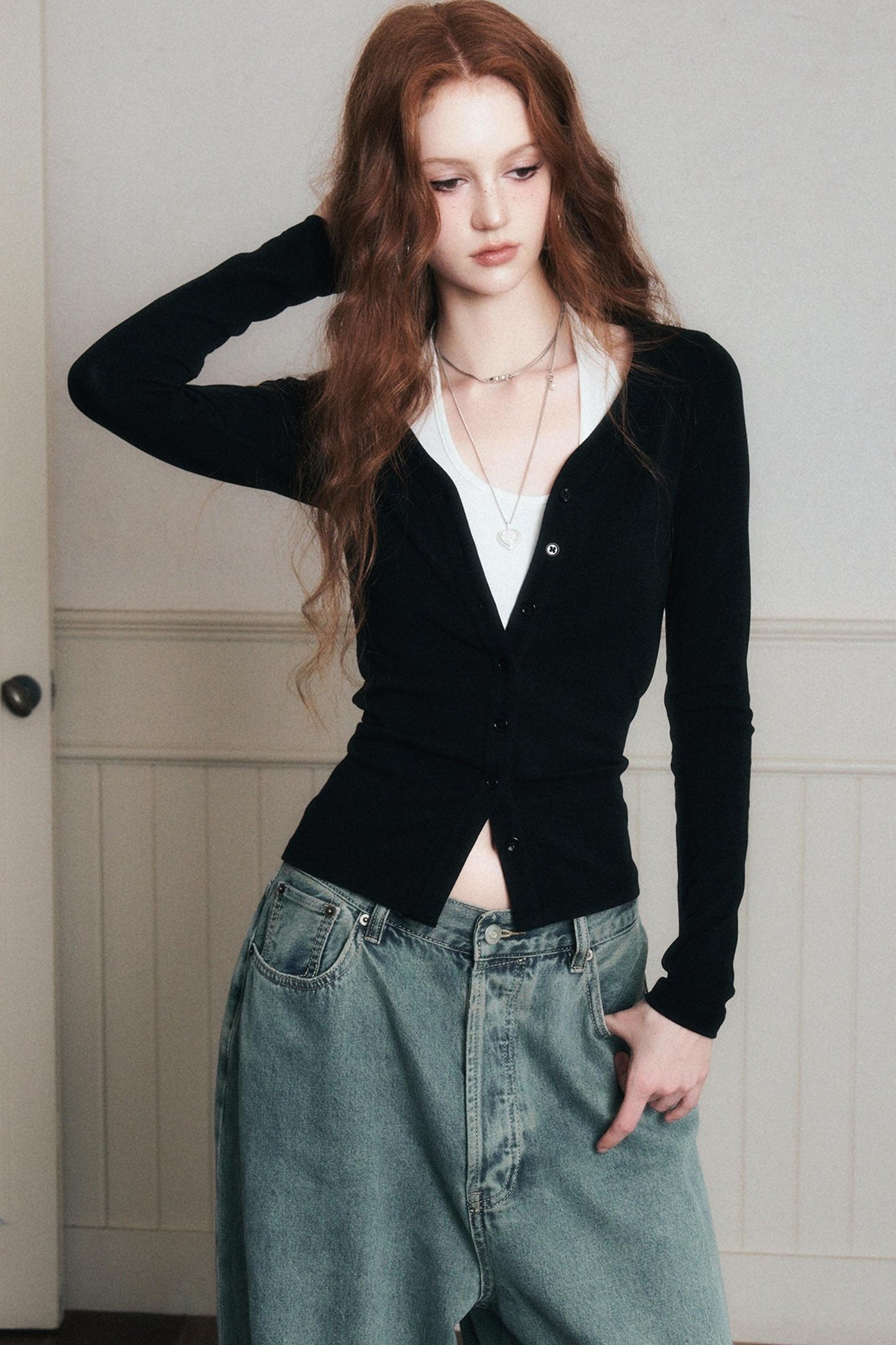 Layered Suspender Cardigan