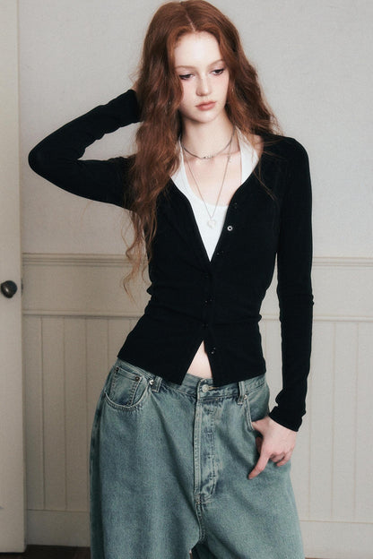 Layered Suspender Cardigan