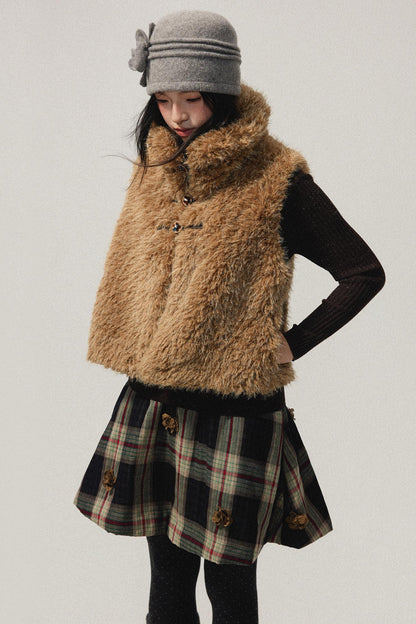 Versatile Vintage Fur Trim Vest