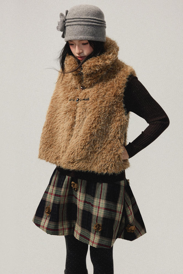 Versatile Vintage Fur Trim Vest