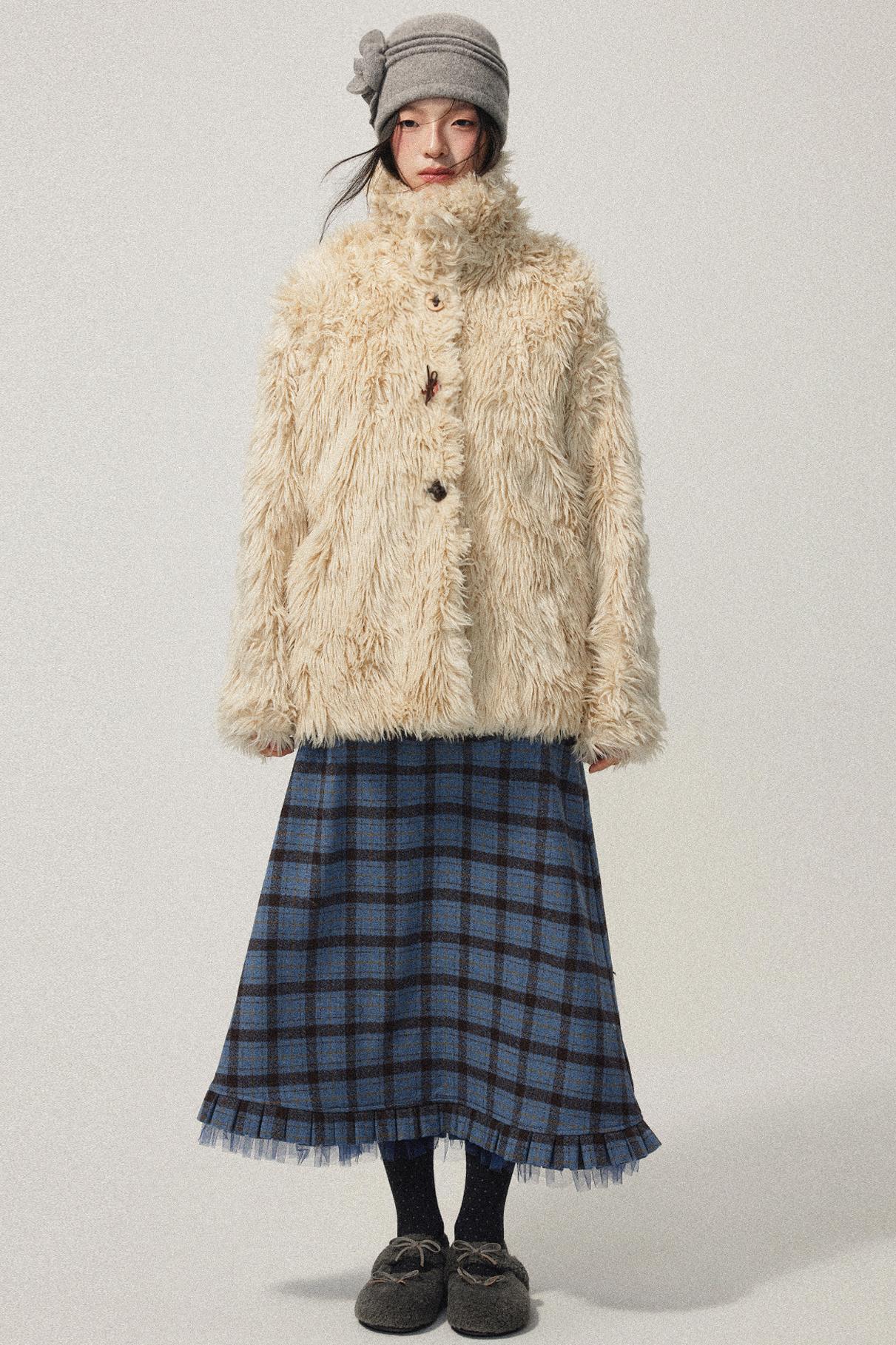 Blue Check Tweed Mermaid Skirt