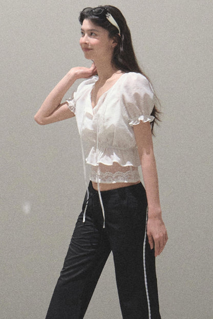 Bubble Sleeve Smock Shirt