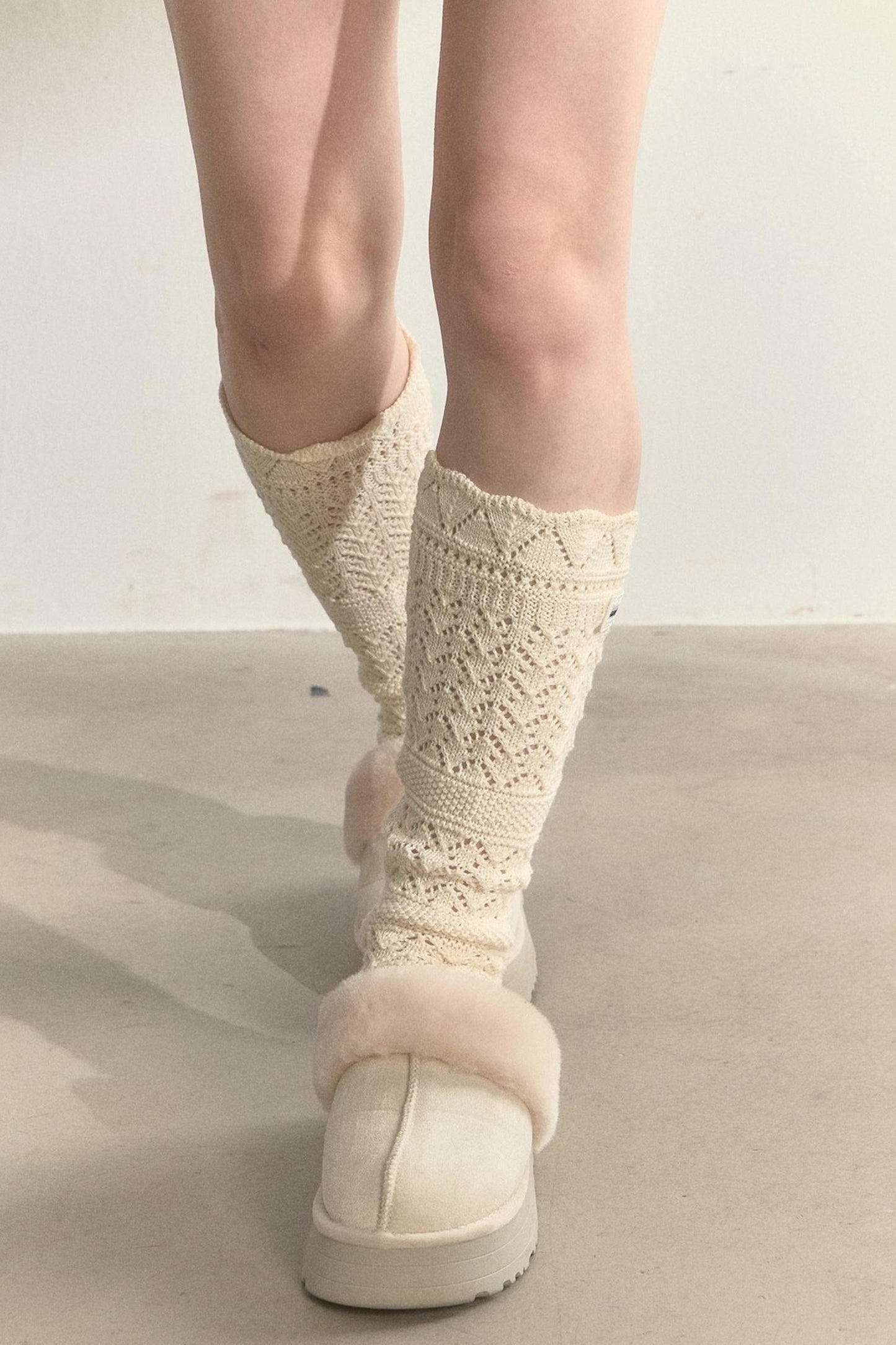Wool Blend Crochet Layered Woolen Socks