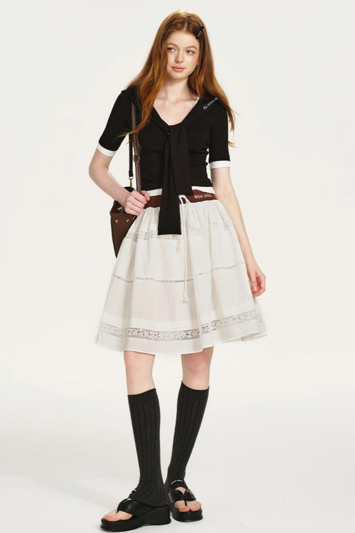 Embroidered Navy Knit Sweater