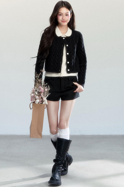 Fake Two Piece Velvet Contrast Top